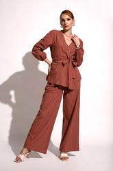 Pinstriped Pants - Brick Red